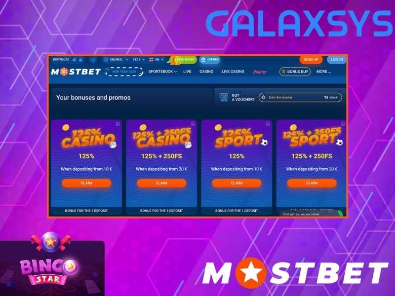 Bonos y promociones para jugadores de Bingo Star en Mostbet