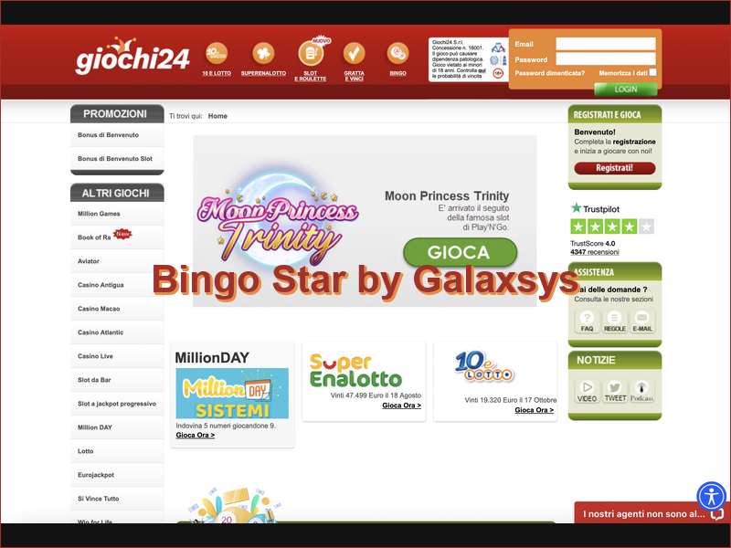 Description and Gameplay of Bingo Star by Galaxsys