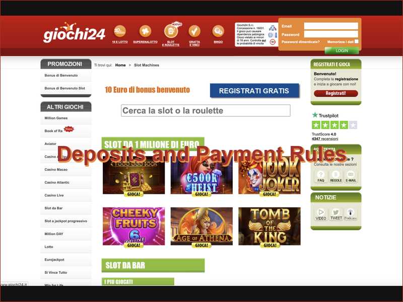 Deposit limits and deposit rules at Giochi24