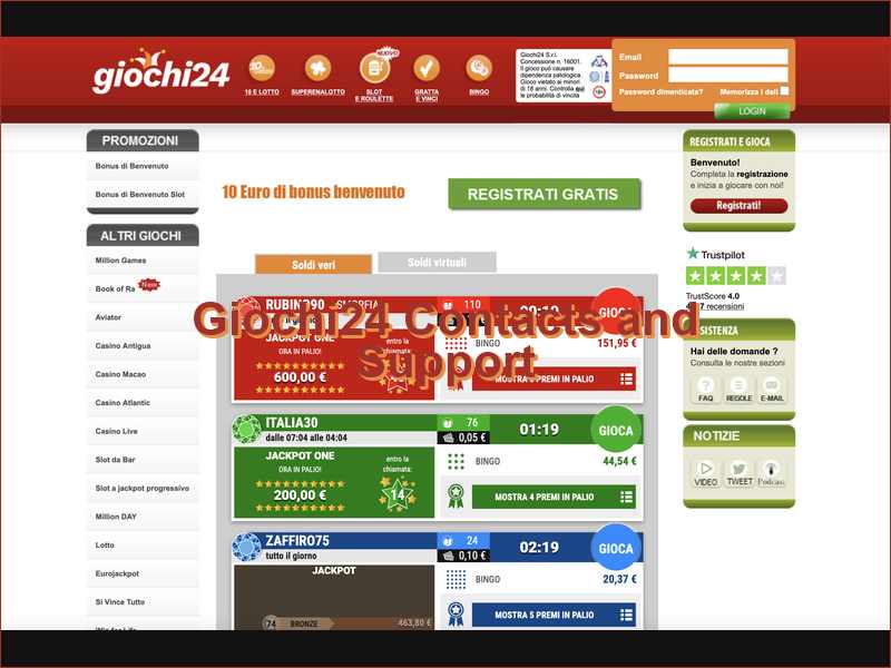 Giochi24 Support Contact Information and Hours of Operation