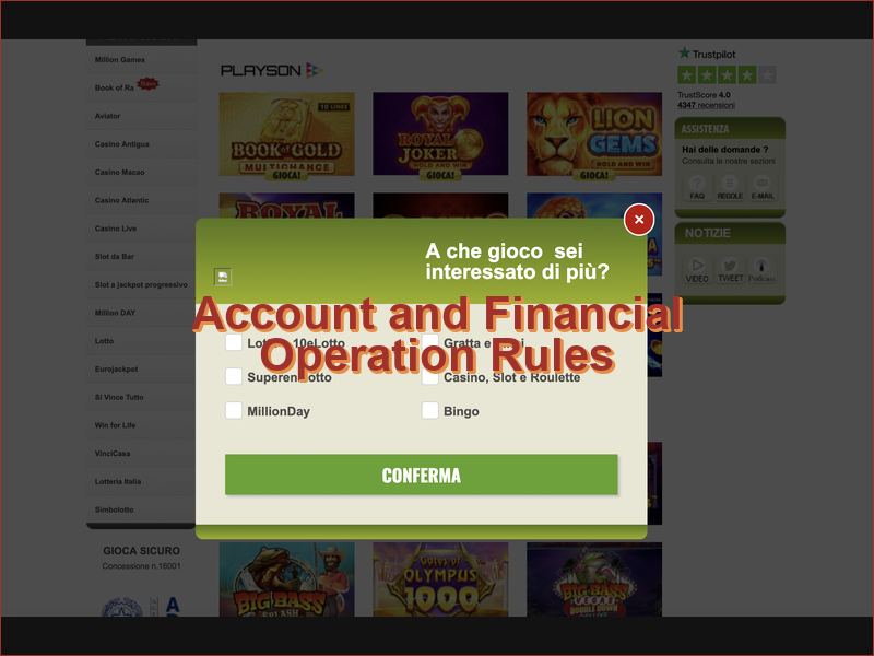 Rules for Managing Your Account and Transactions on Giochi24