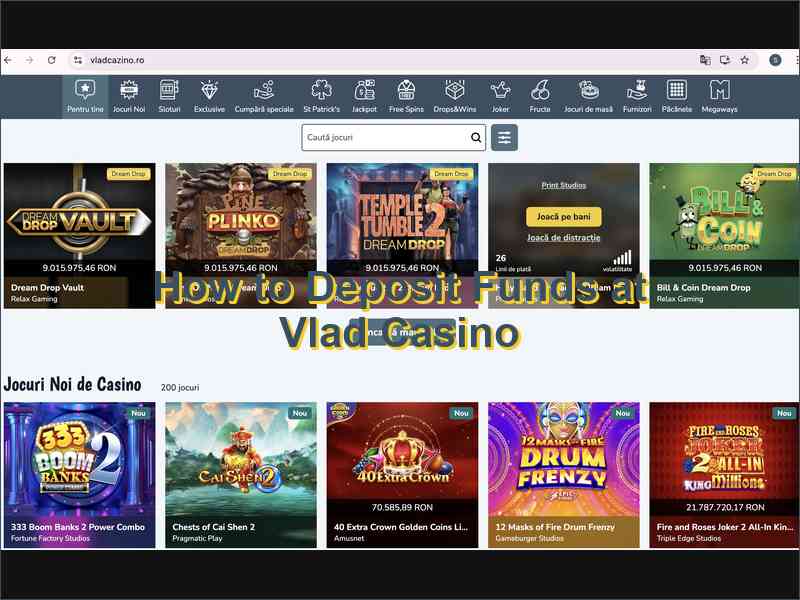 Instruções para efetuar um depósito no Vlad Casino